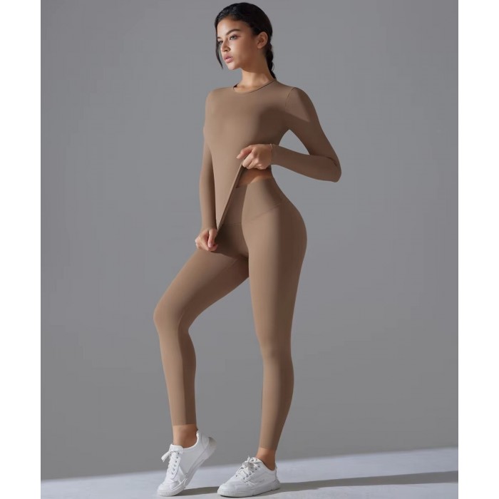 Бесшовный женский фитнес костюм Long sleeve top + Leggings model 67 (Tropico)